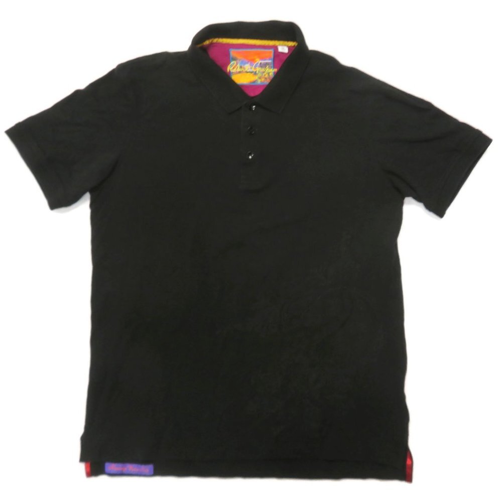 Robert Graham Polo Shirt Mens Medium Black Classic‎ Fit Embroidered Short Sleeve